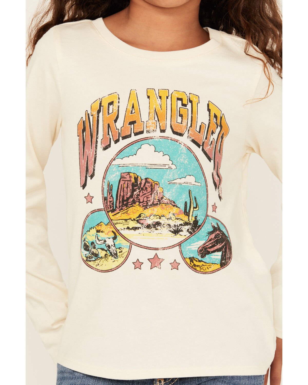 Wrangler Girls' Desert Logo Long Sleeve Graphic Shirt