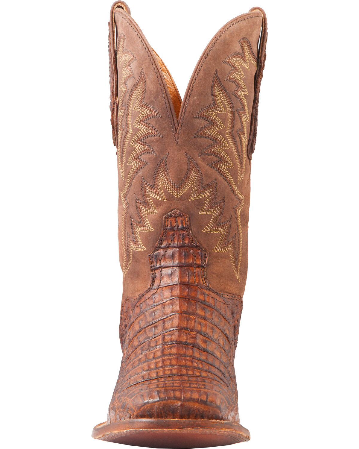 El Dorado Men's Handmade Caiman Back Brass Stockman Boots - Broad Square Toe