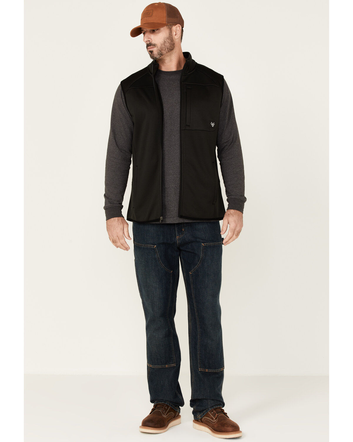Hawx Men's Merrick Grid Back Zip-Front Fleece Work Vest