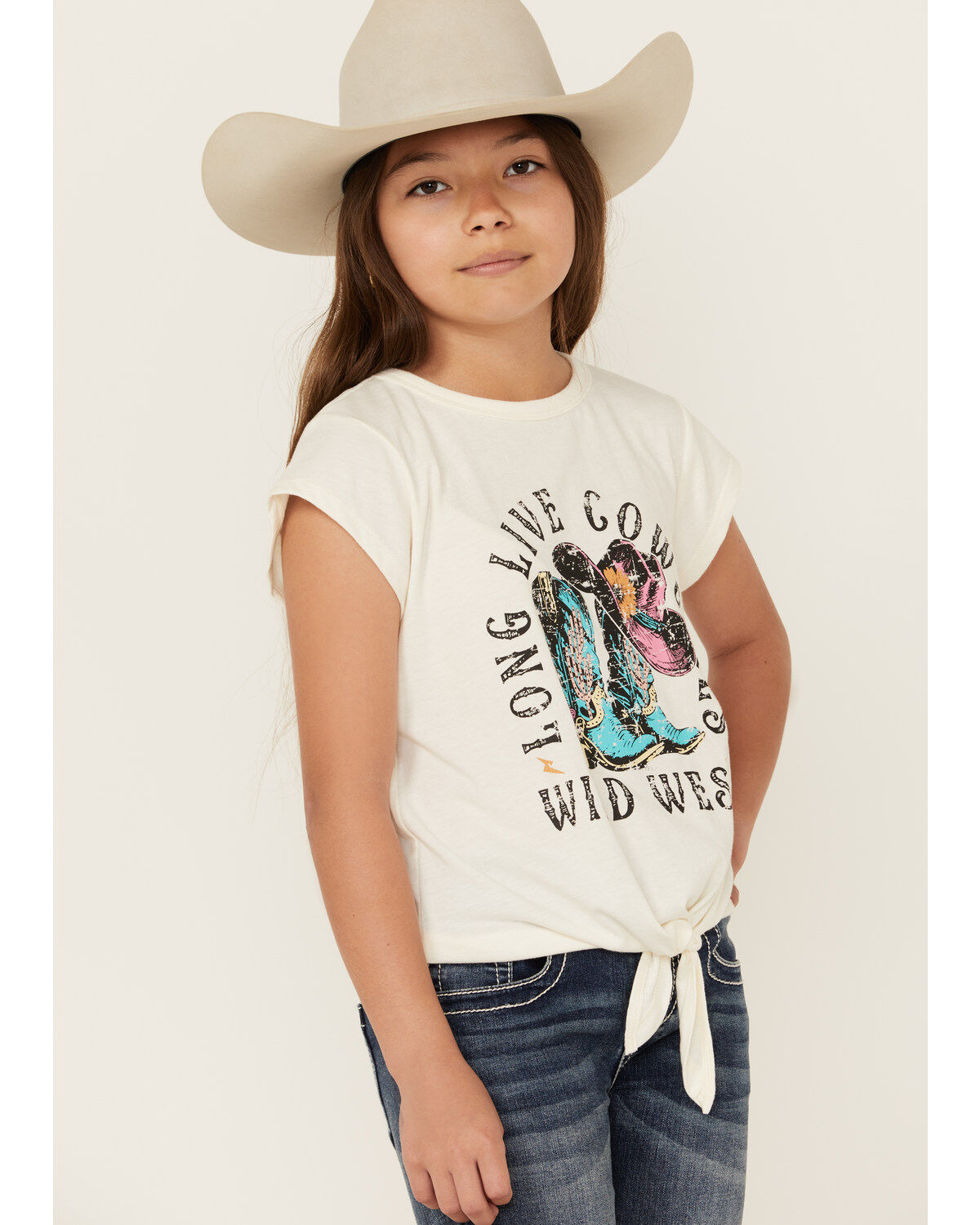 Rock & Roll Denim Girls' Long Live Short Sleeve Graphic Tee
