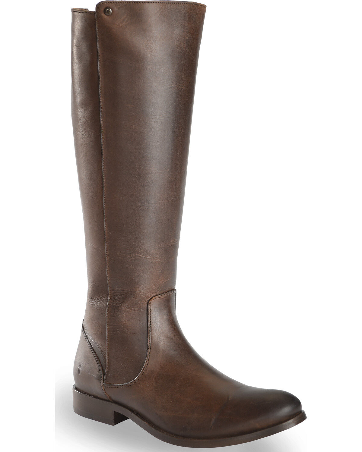 Frye Women's Chocolate Melissa Stud Back Zip Boots - Round Toe
