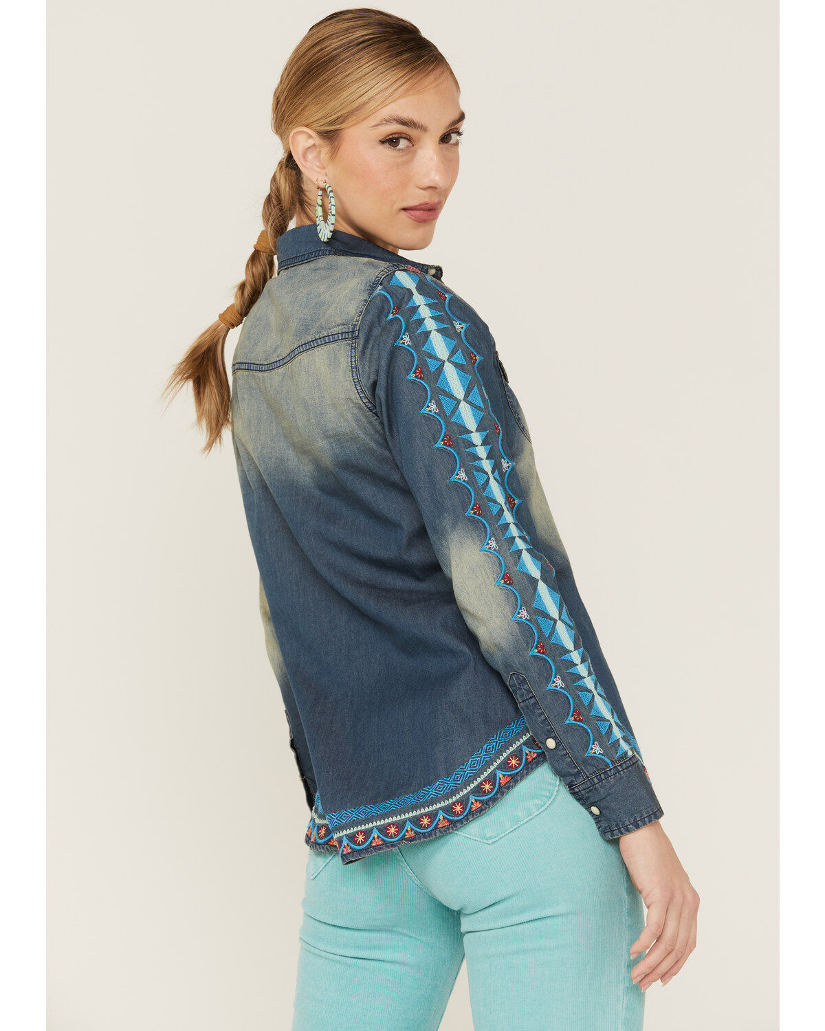 Tasha Polizzi Women's Rayna Southwestern Embroidered Denim Shirt