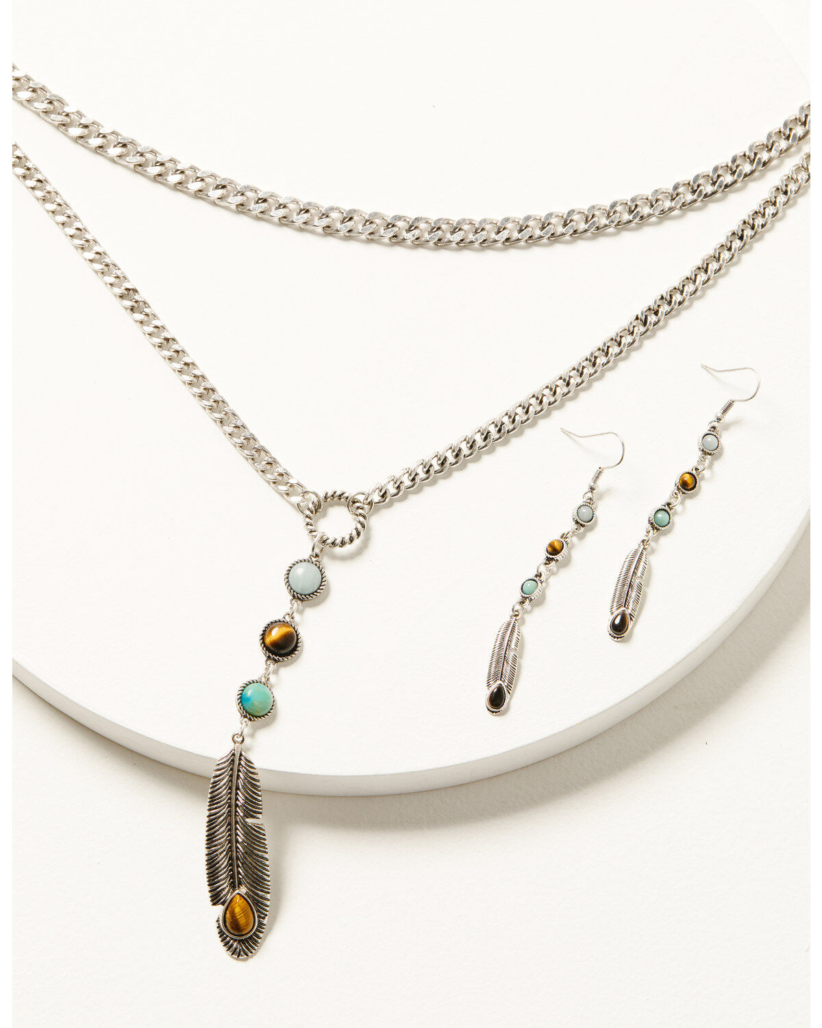 Shyanne Women's Juniper Sky Feather Jewelry Set - 2 Piece