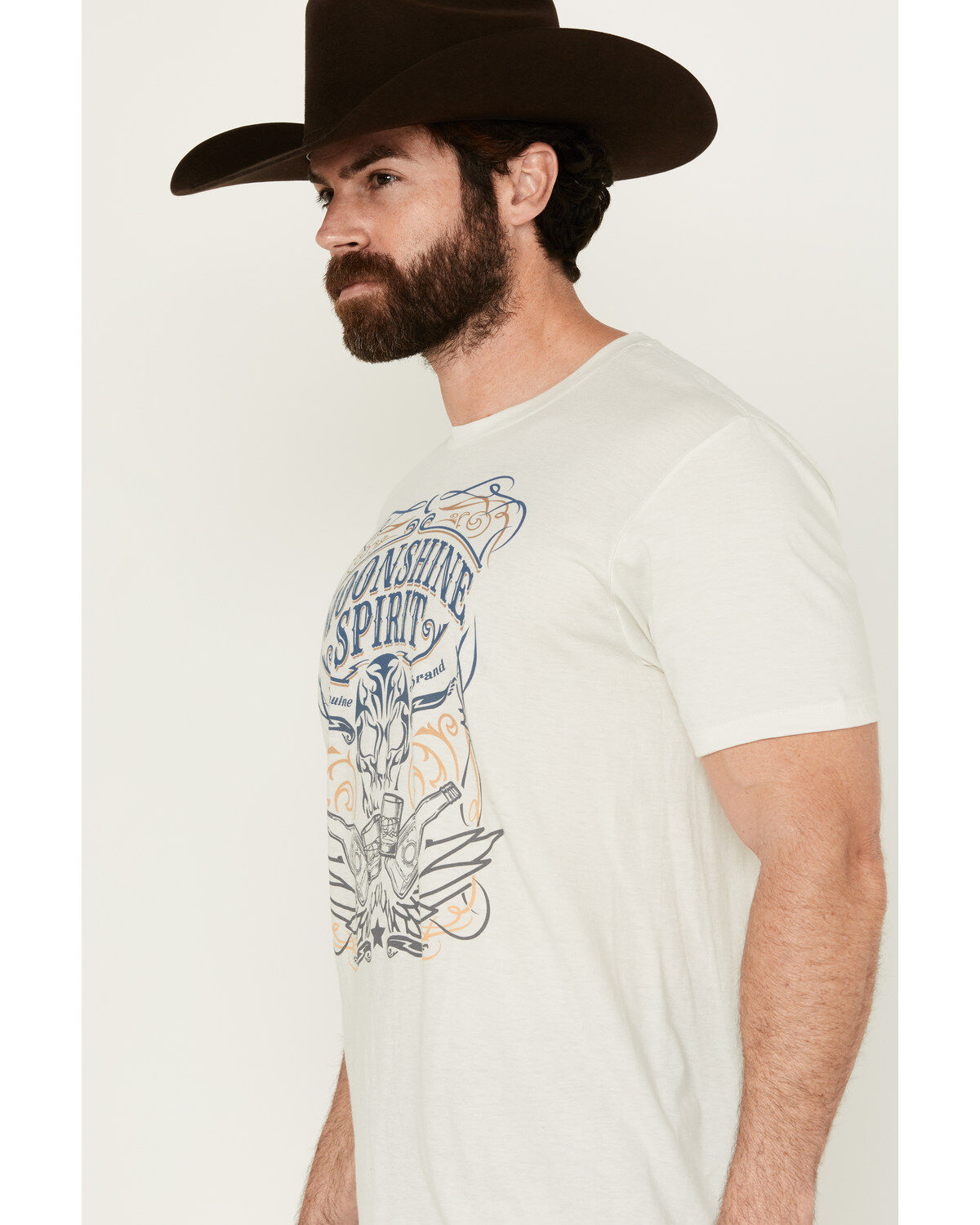 Moonshine Spirit Men's Tequila Skull Short Sleeve Graphic T-Shirt
