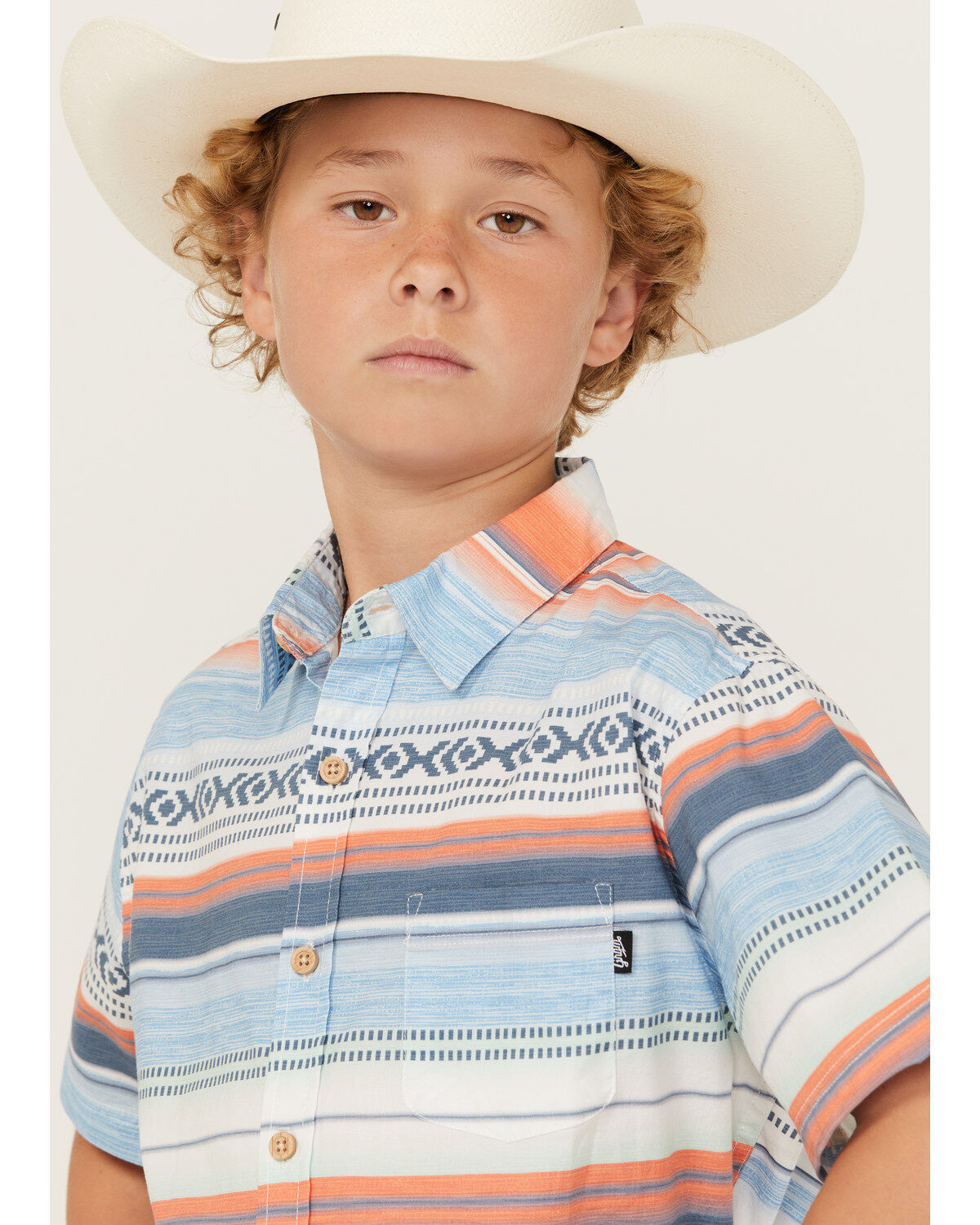 GROM Boys' Mesa Striped Short Sleeve Button Down Shirt