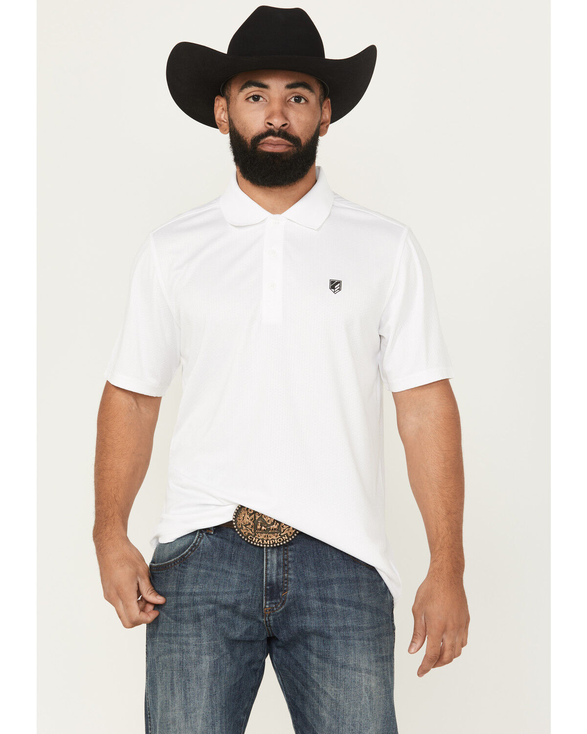 RANK 45® Men's Pickup Dobby Geo Print Short Sleeve Button-Down Polo