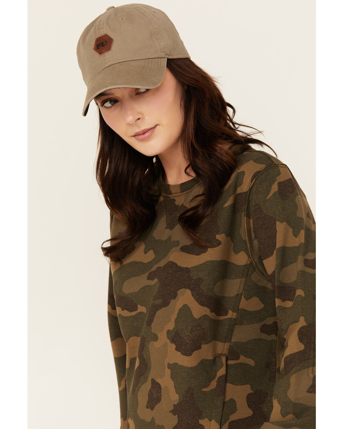 Lucky Brand Workwear Women's Camo Print French Terry Crew Neck Sweatshirt