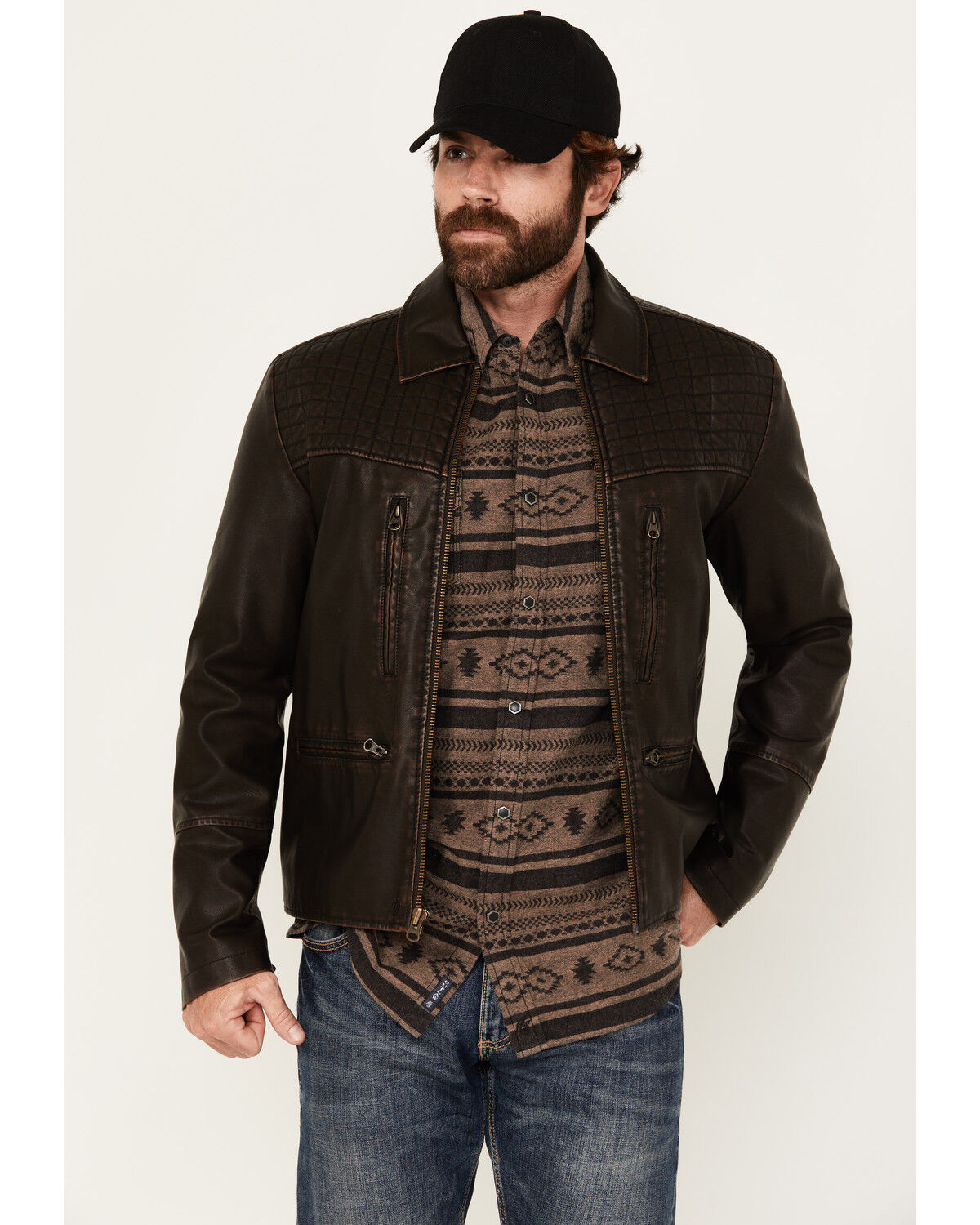 Moonshine Spirit Men's Outlaw Faux Leather Moto Biker Jacket