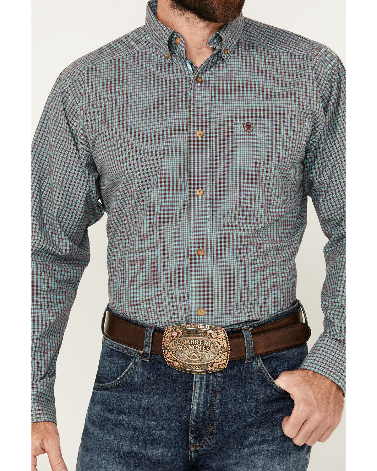 Ariat Men's Nestor Plaid Print Long Sleeve Button-Down Performance Shirt
