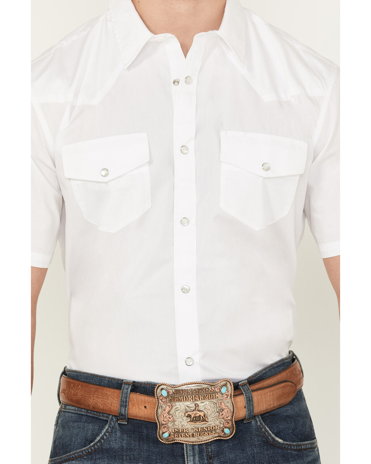 Gibson Men's Solid Short Sleeve Pearl Snap Western Shirt