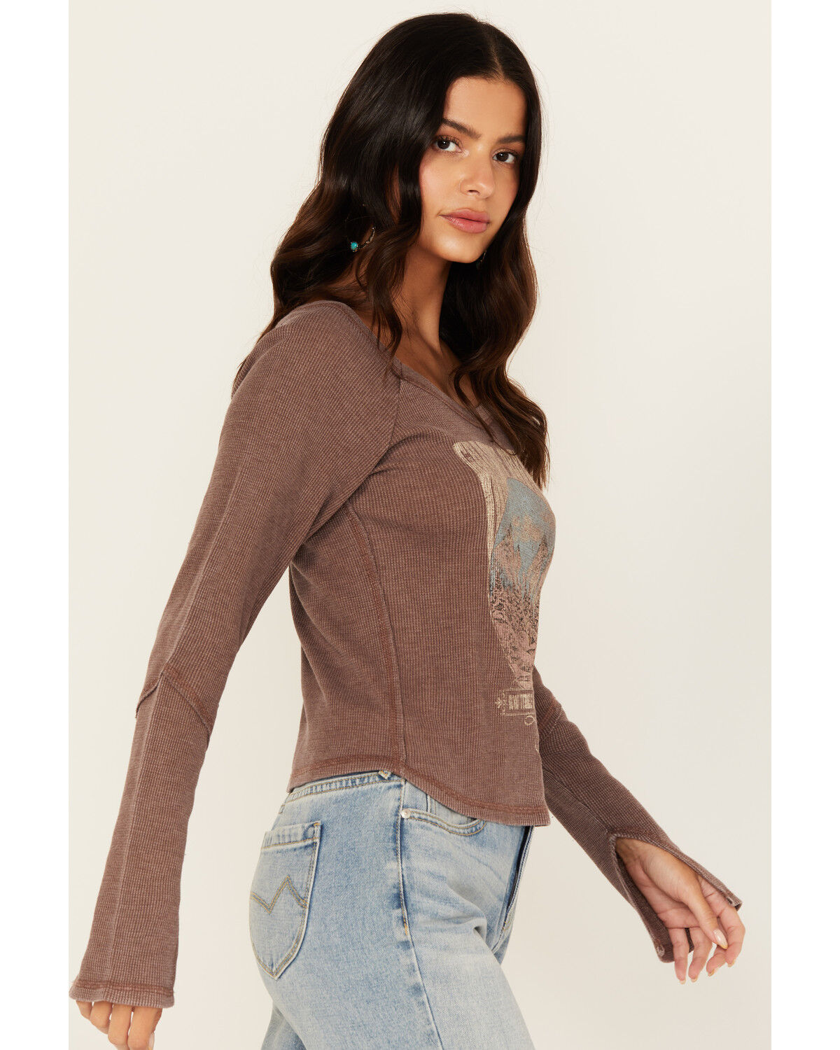 Cleo + Wolf Women's Dawson Thermal Long Sleeve Graphic Tee