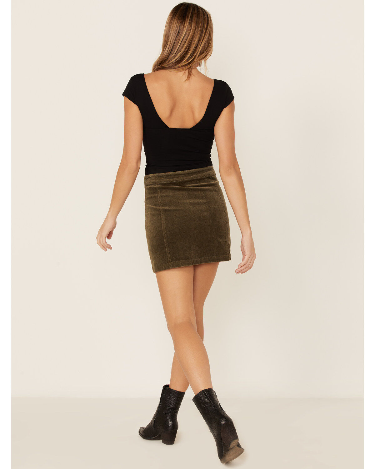 Wishlist Women's Olive Side Button Corduroy Mini Skirt