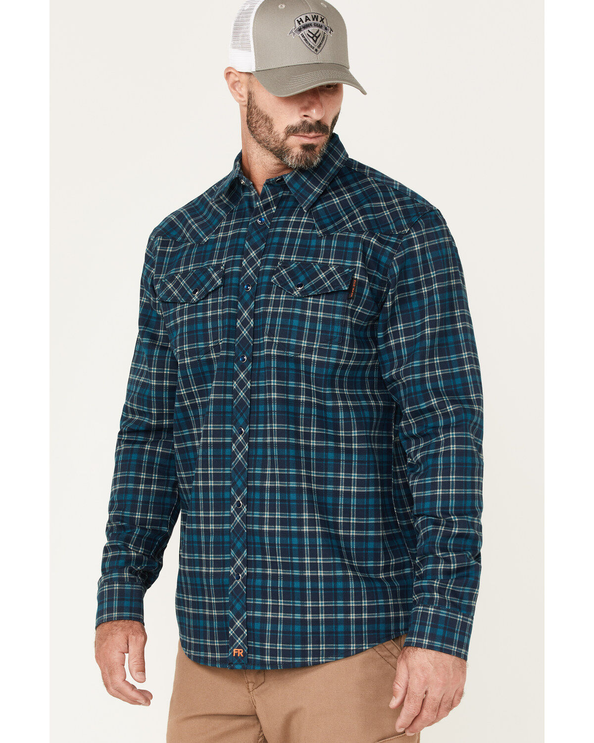 Cody James Men's FR Plaid Print Long Sleeve Snap Work Shirt