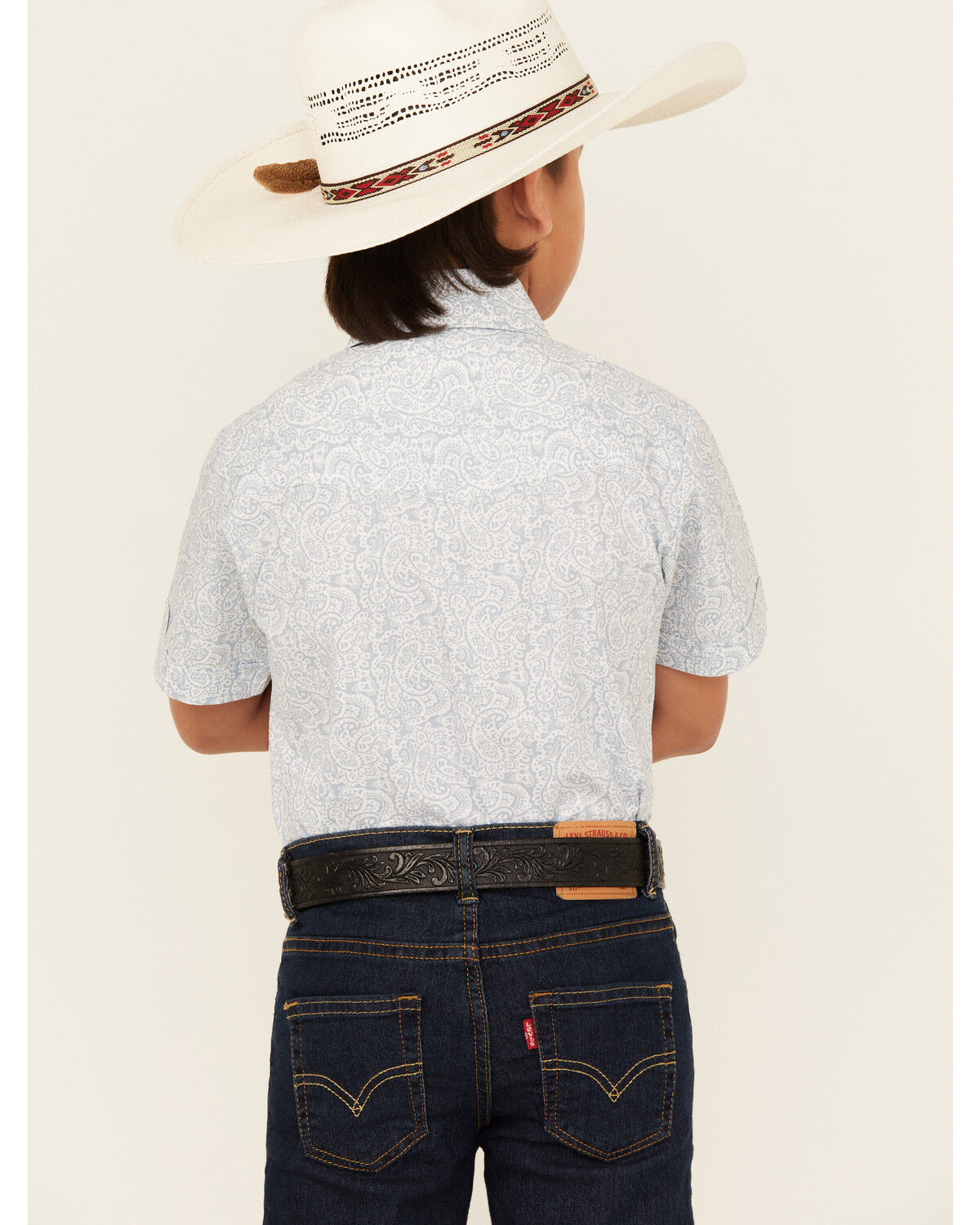 Ely Walker Boys' Paisley Print Short Sleeve Snap Western Shirt