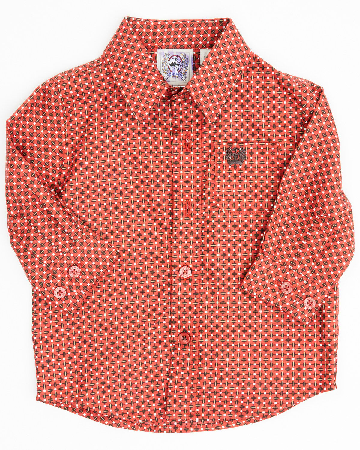 Cinch Infant Boys' Geo Print Long Sleeve Button Down Shirt