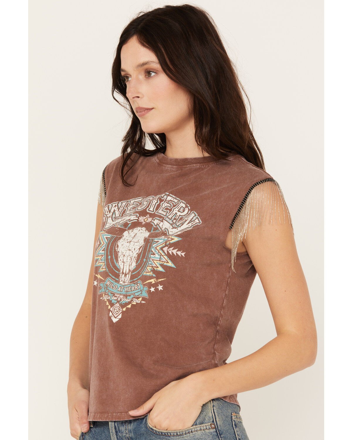 Rock & Roll Denim Women's Chain Fringe Graphic Tank
