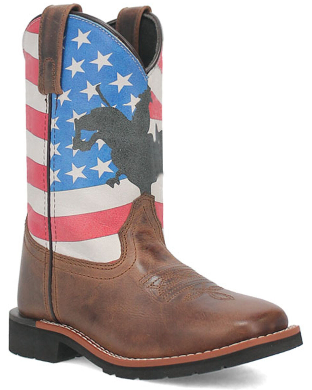 Dan Post Little Boys' Buckin' Around in the Buck Patriotic Western Boots - Broad Square Toe