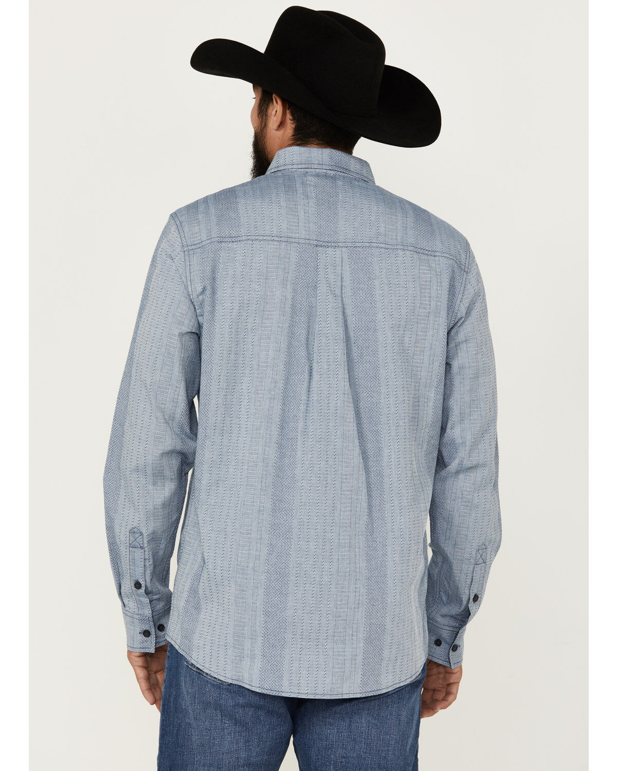 Cody James Men's Buckle Up Chambray Striped Button-Down Long Sleeve Stretch Western Shirt