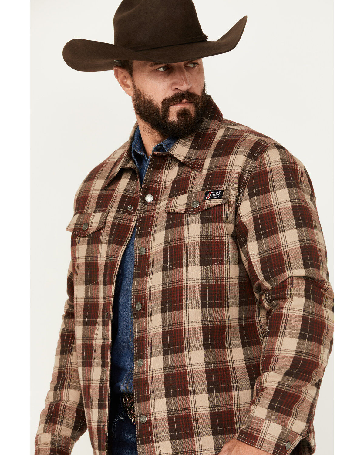 Justin Men's Jackson Plaid Print Snap Shacket