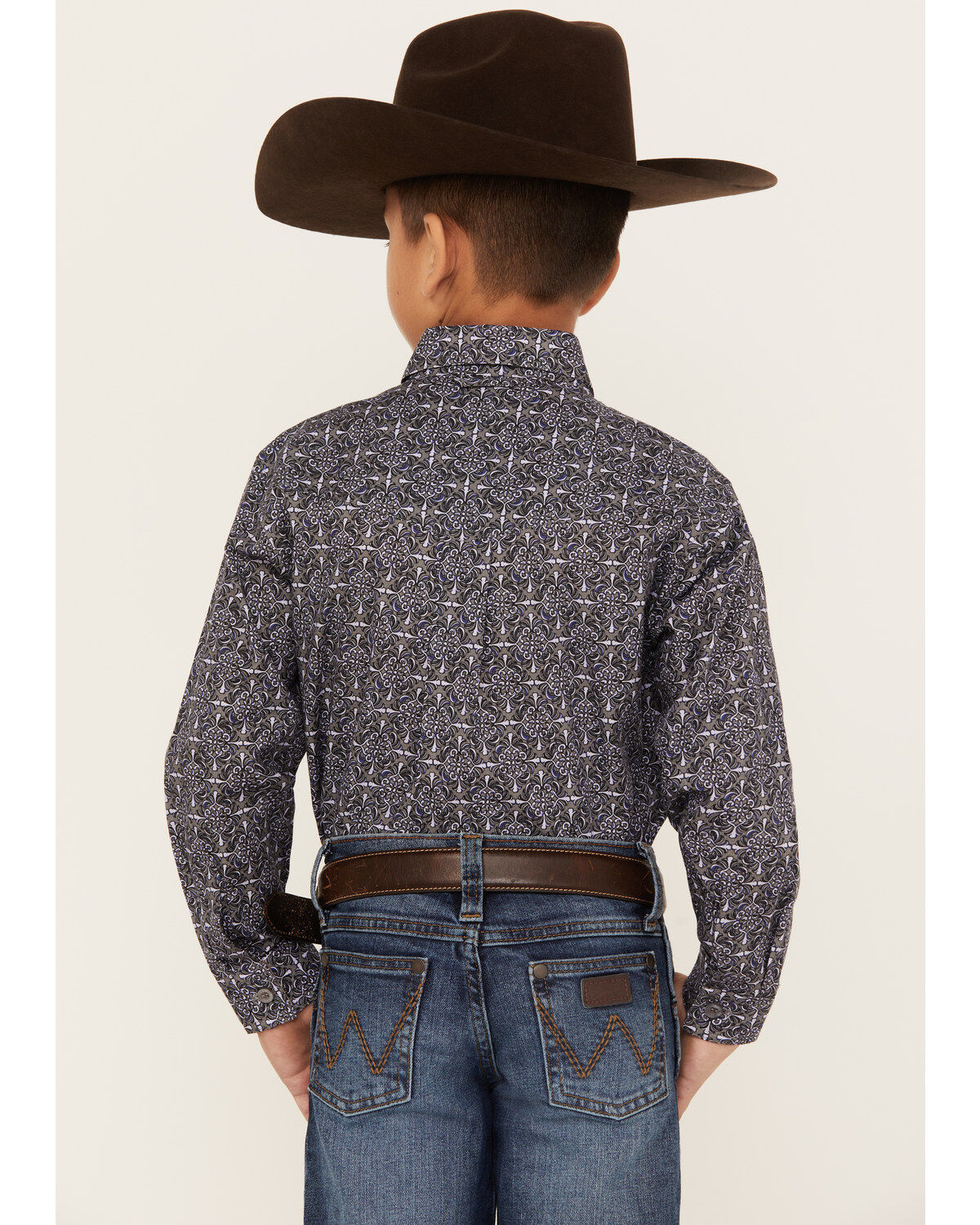 Roper Boys' Amarillo Ornate Geo Print Long Sleeve Snap Western Shirt