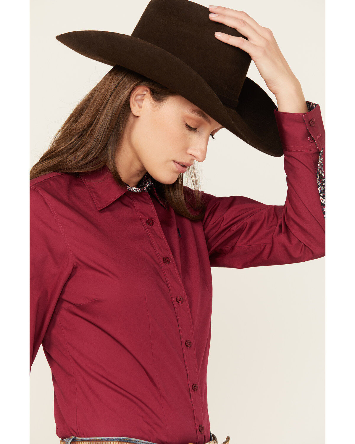 Cinch Women's Solid Long Sleeve Button Down Western Shirt