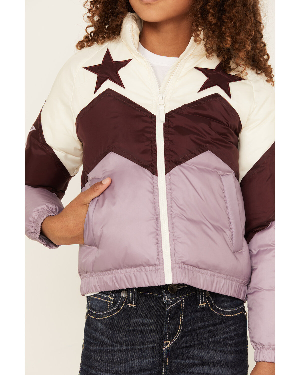 Shyanne Girls' Chevron Color Block Star Jacket