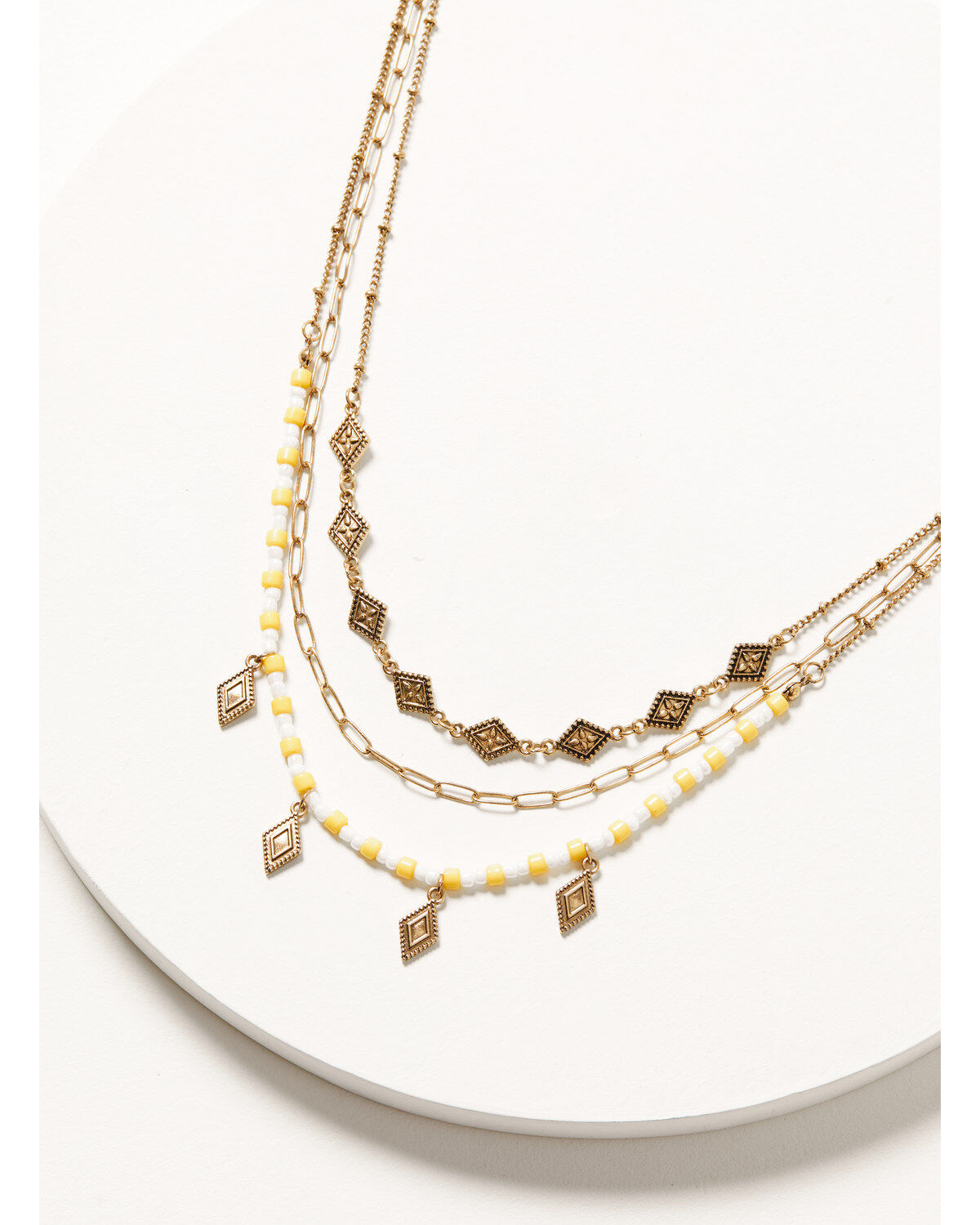 Shyanne Women's Yellow & Gold Beaded Diamond Charm Layered Necklace