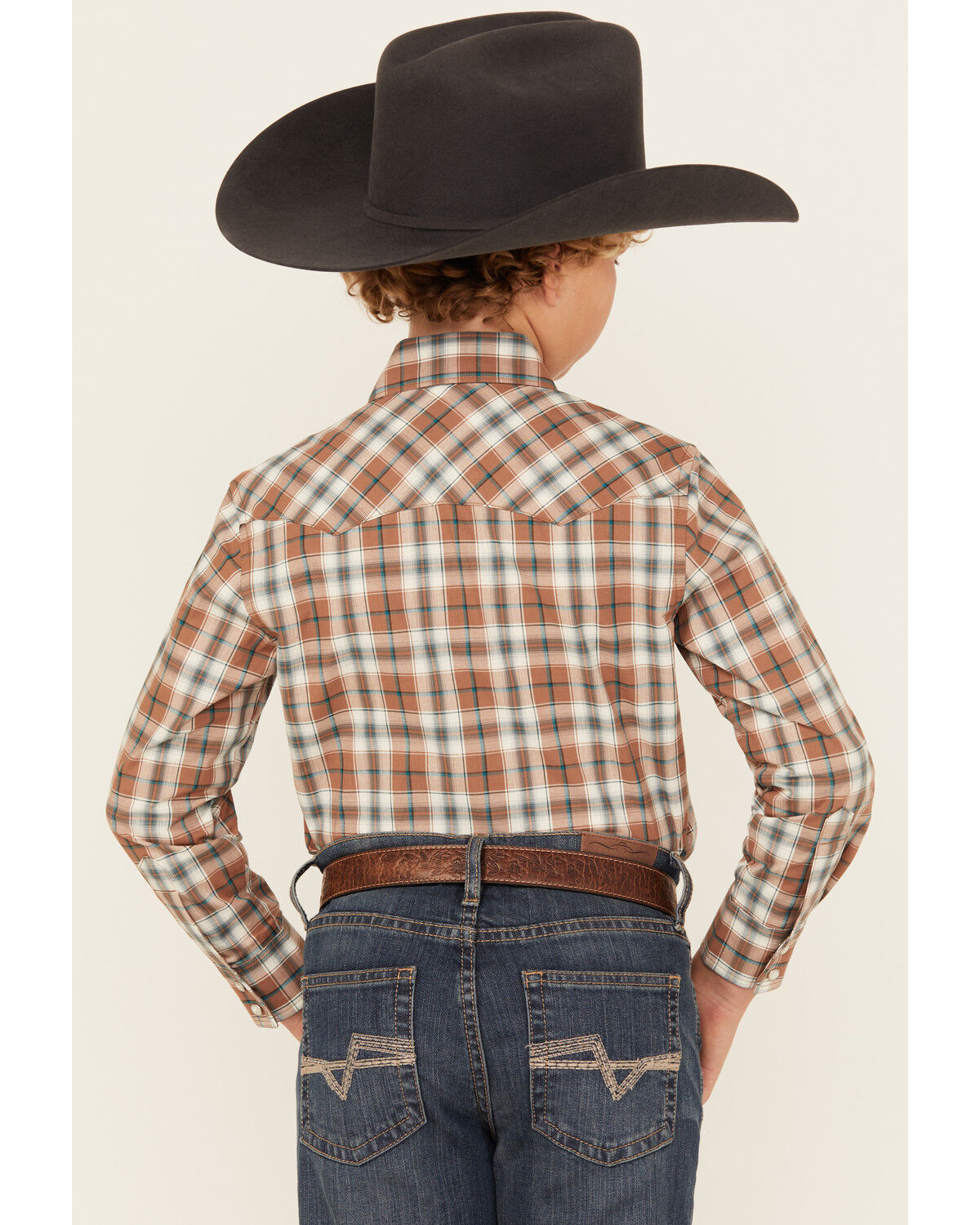 Wrangler Retro Boys' Plaid Print Long Sleeve Snap Western Shirt