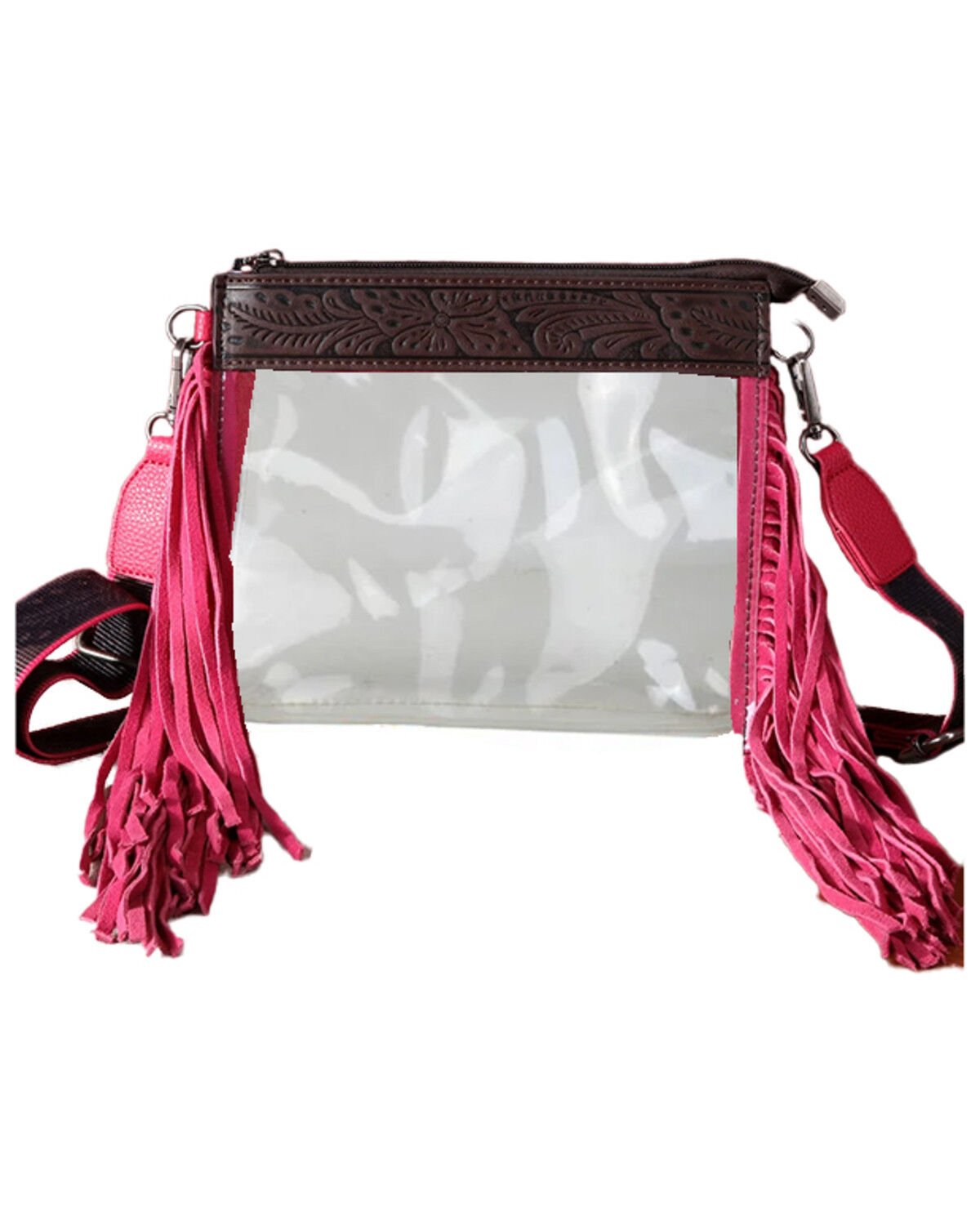 Montana West Women's Fringe Clear Crossbody Bag