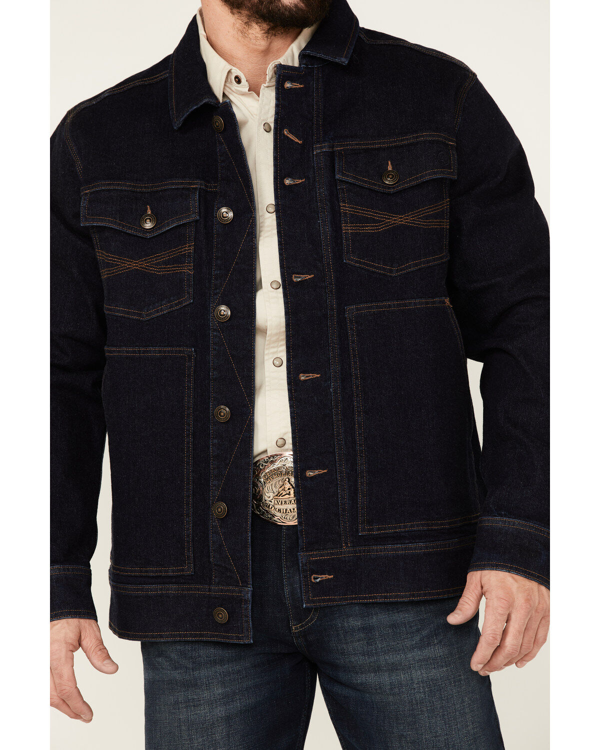Blue Ranchwear Men's Button-Down Dark Denim Trucker Jacket