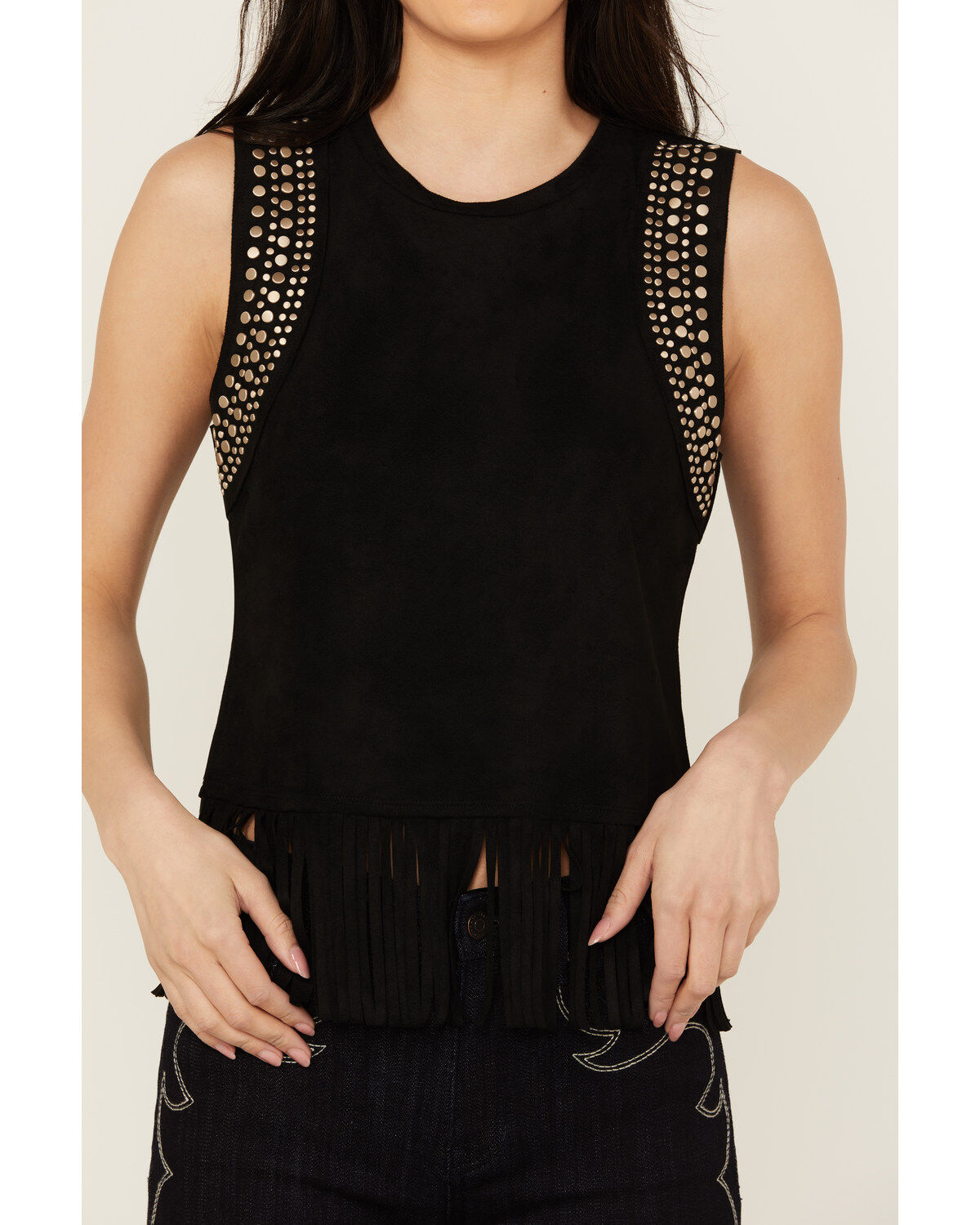 Idyllwind Women's Lillian Studded Fringe Faux Suede Tank Top