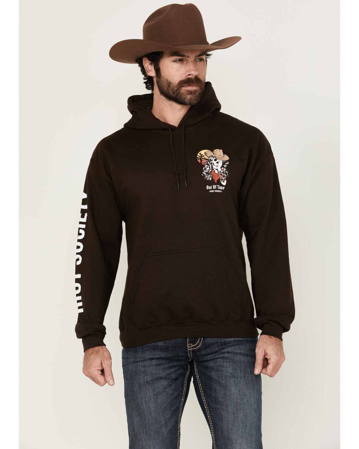 Riot Society Men's Boot Barn Exclusive Out of Time Cowgirl Graphic Hooded Sweatshirt