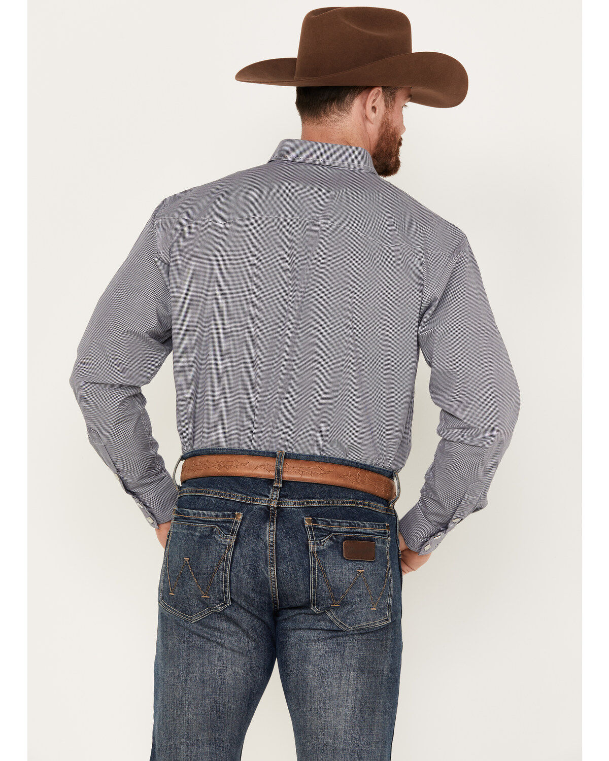 Resistol Men's Thorn Mini Checkered Print Long Sleeve Pearl Snap Western Shirt