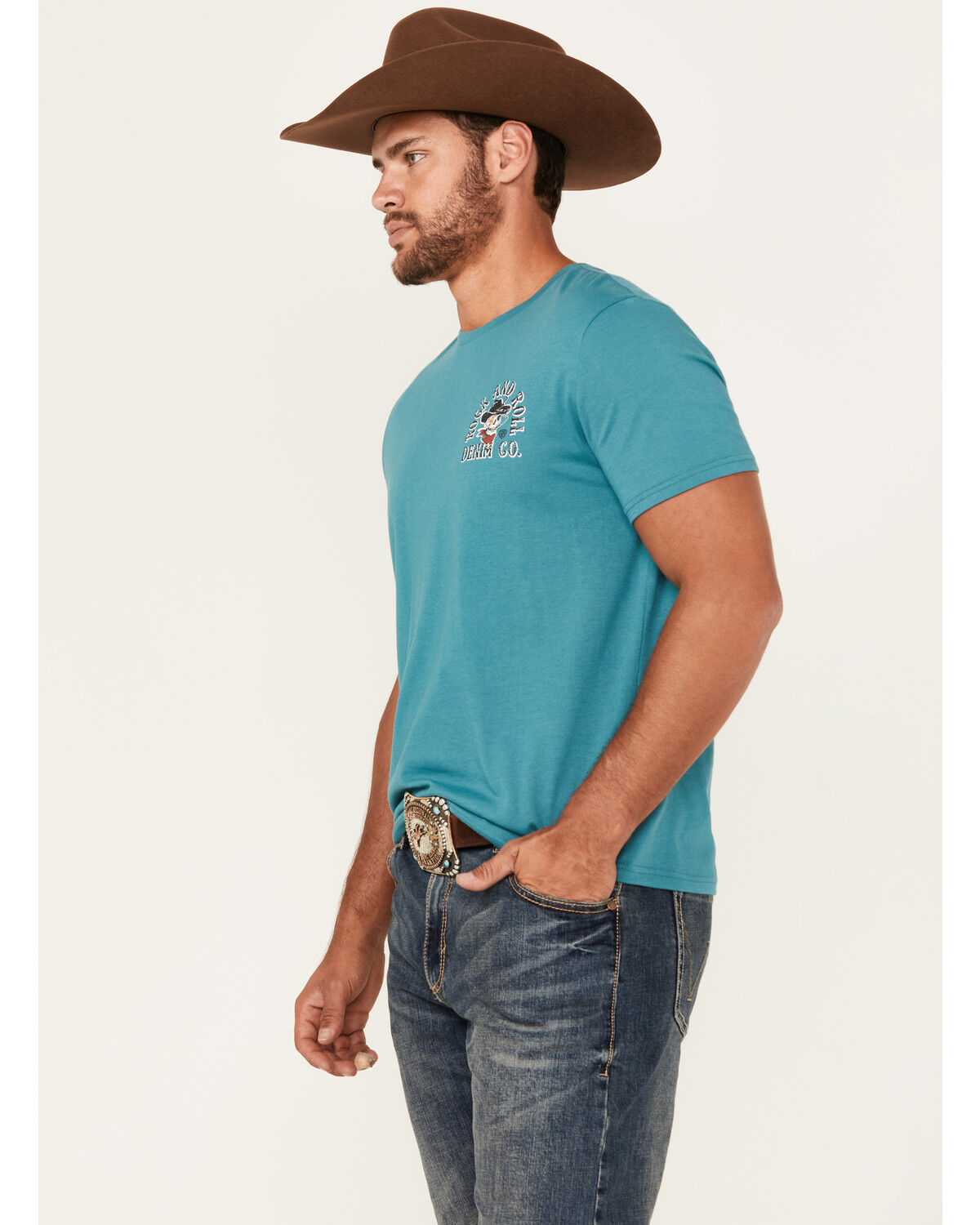 Rock & Roll Denim Men's Cowboy Skull Short Sleeve Graphic T-Shirt