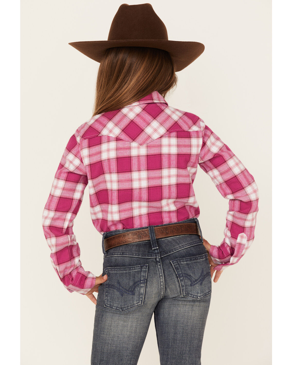 Shyanne Girls' Plaid Print Long Sleeve Pearl Snap Shirt