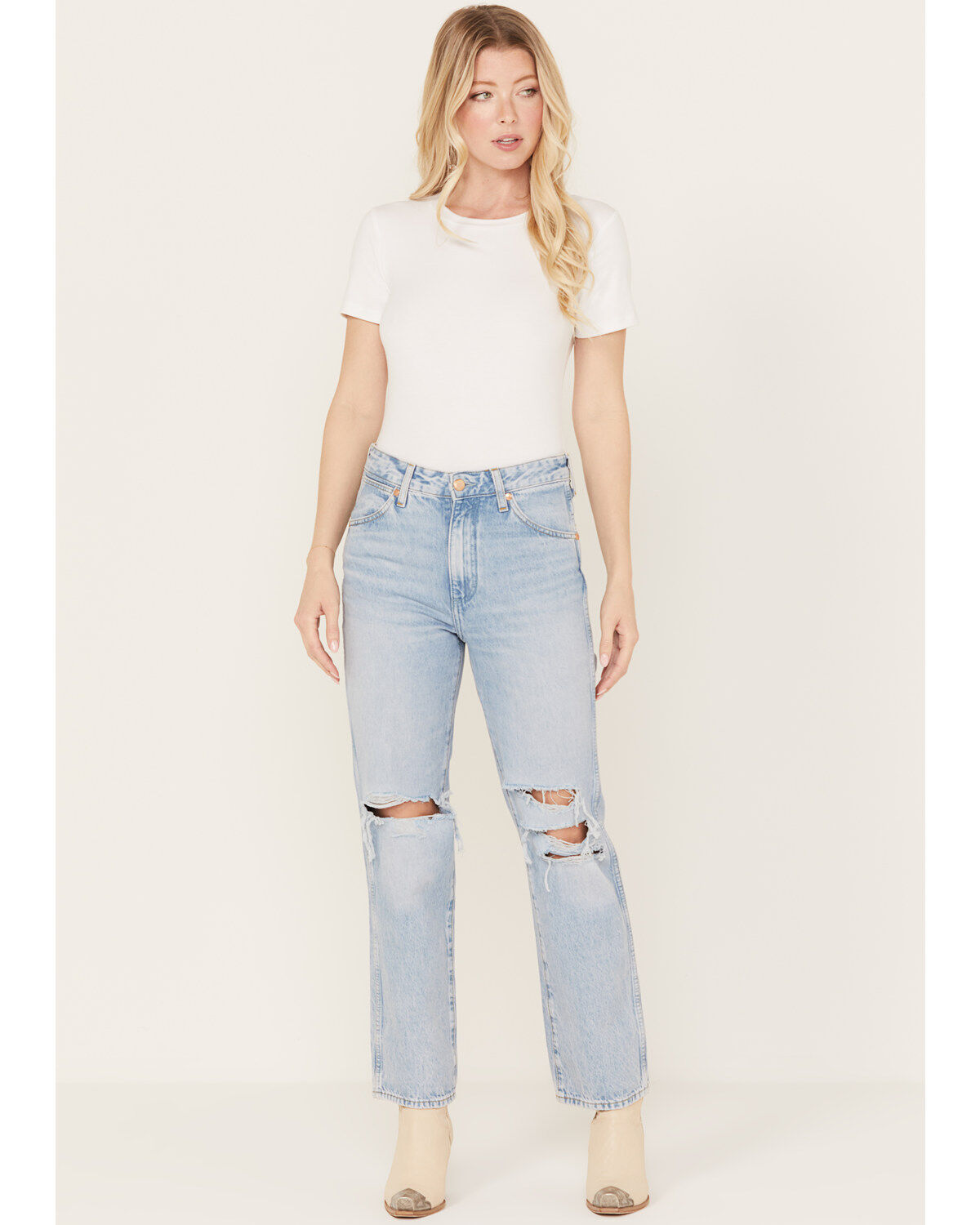 Wrangler Women's Bad Intentions Wild West 603 Destructed Straight Jeans