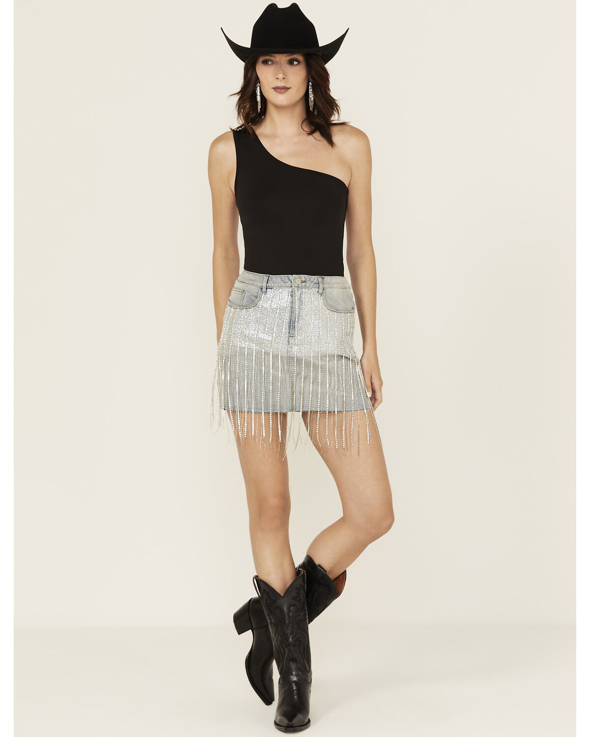 Blue B Women's Light Wash Fringe Mini Denim Skirt