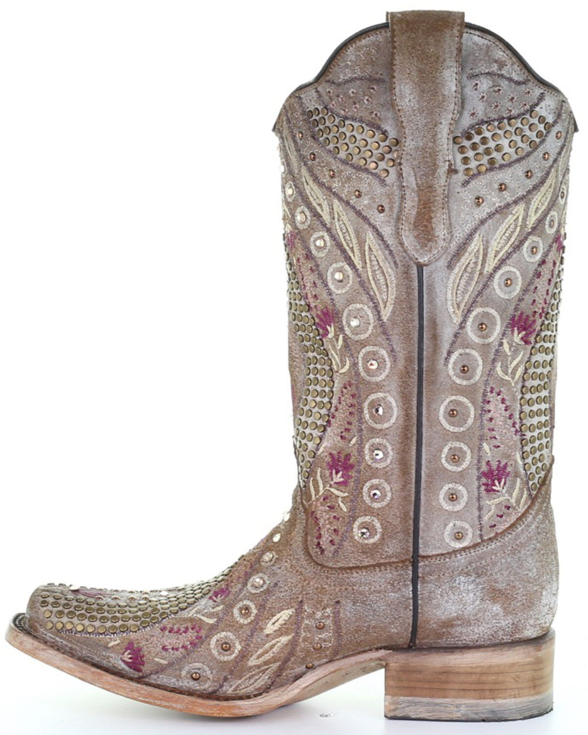 Corral Women's Flowered Embroidery Western Boots - Square Toe