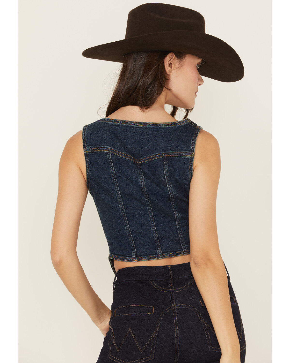 Wrangler x Lainey Wilson Women's Pony Up Button-Down Bustier Denim Top