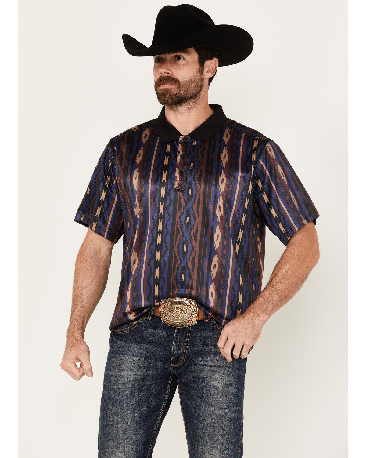 RANK 45® Men's Buckba Short Sleeve Western Polo