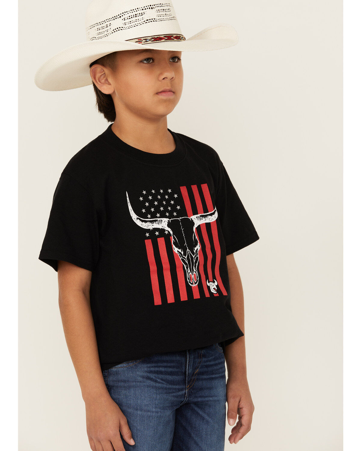 Cowboy Hardware Boys' Flag Steerhead Short Sleeve Graphic T-Shirt