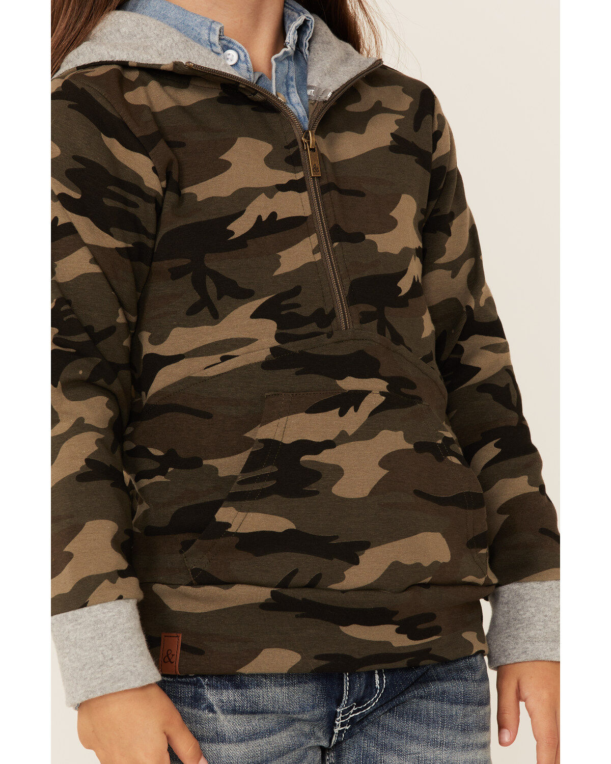 Ampersand Avenue Girls' Multi Camo Print 1/4 Zip Pullover