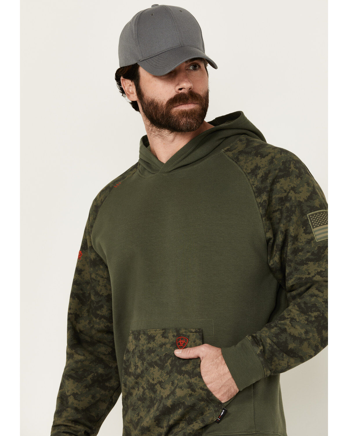 Ariat Men's FR DuraStretch Patriot Camo Print Hooded Sweatshirt