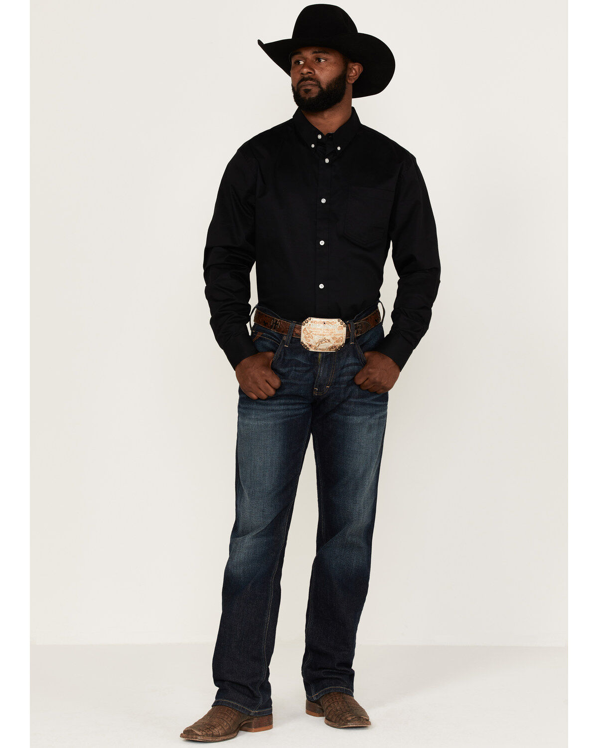 RANK 45® Men's Basic Twill Long Sleeve Button-Down Western Shirt - Big