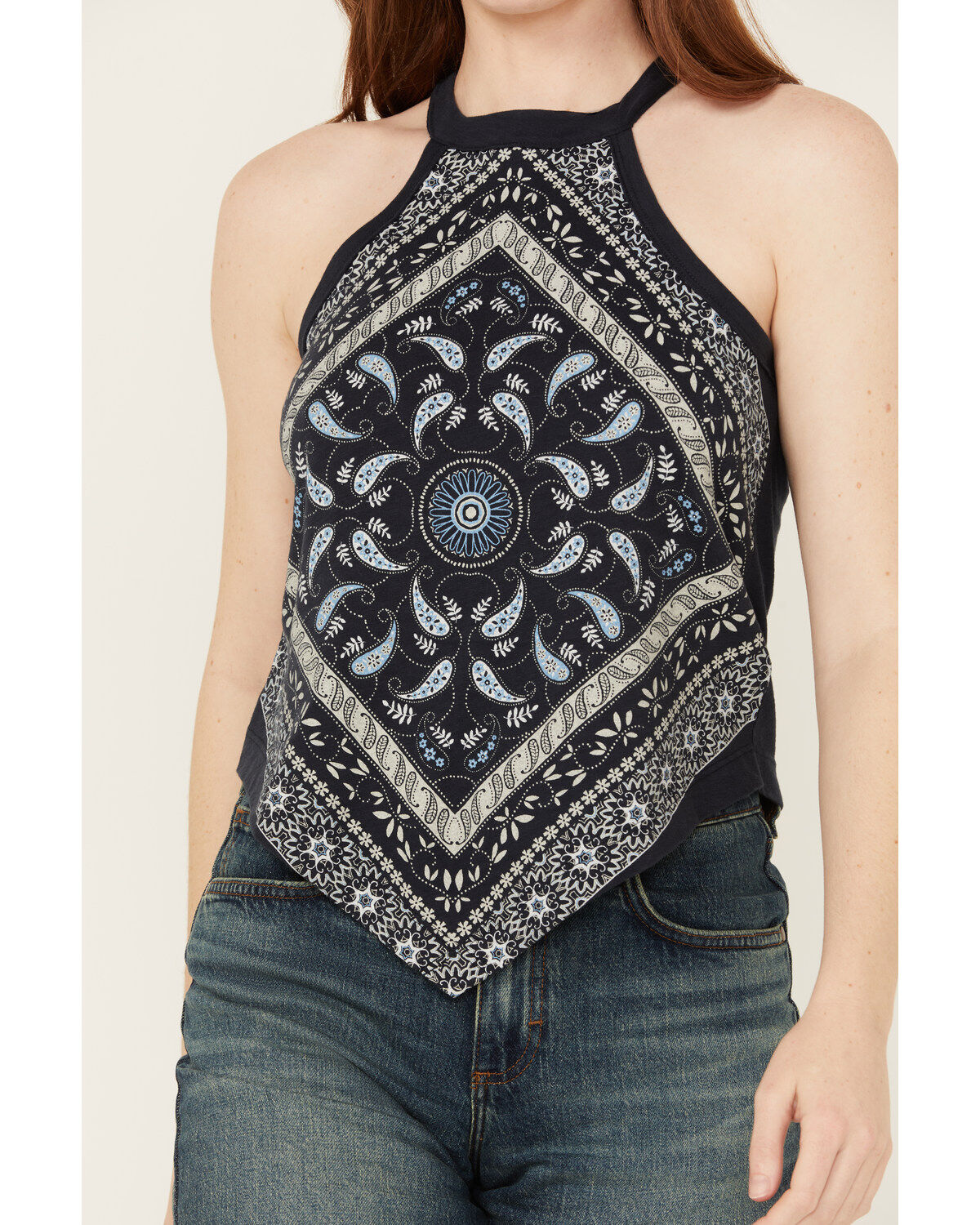 Shyanne Women's Bandana Print Halter Graphic Tank
