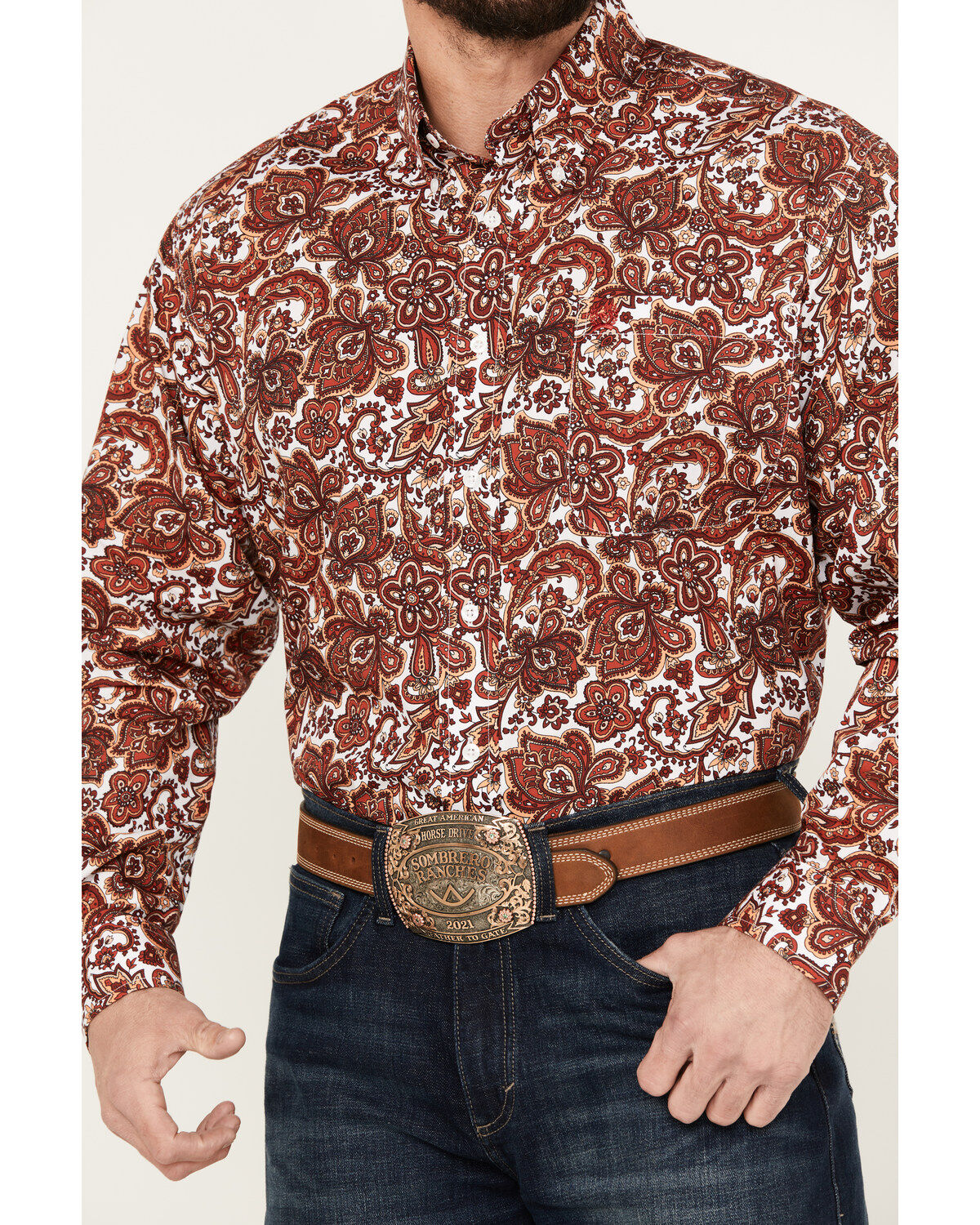 Cinch Men's Paisley Print Long Sleeve Button Down Western Shirt