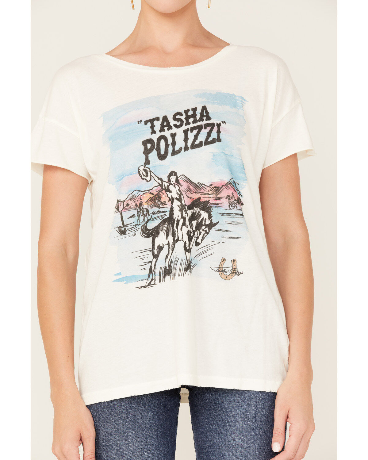 Tasha Polizzi Women's Title Watercolor Desert Scene Logo Graphic Tee