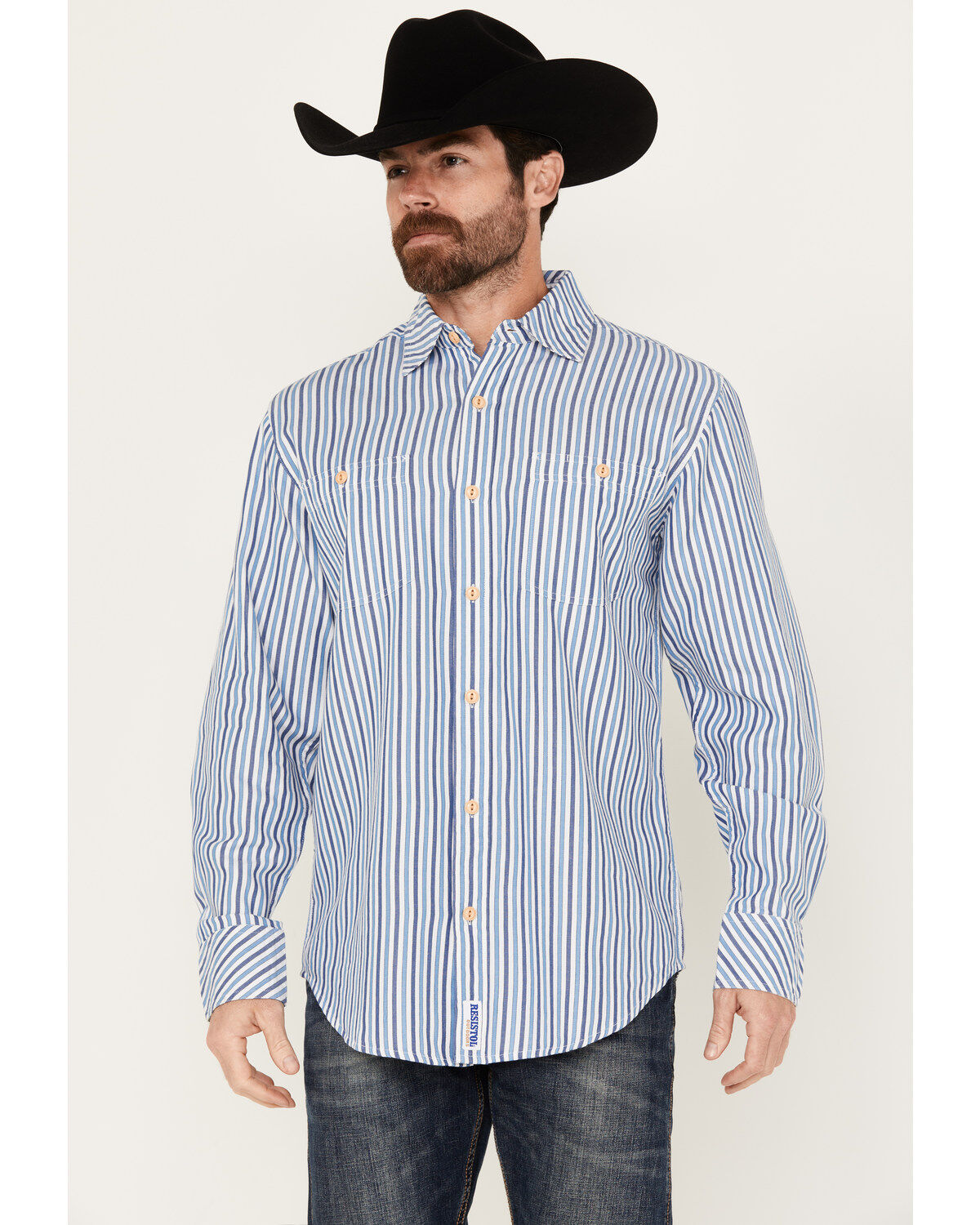 Resistol Men's Quest Striped Long Sleeve Button-Down Western Shirt