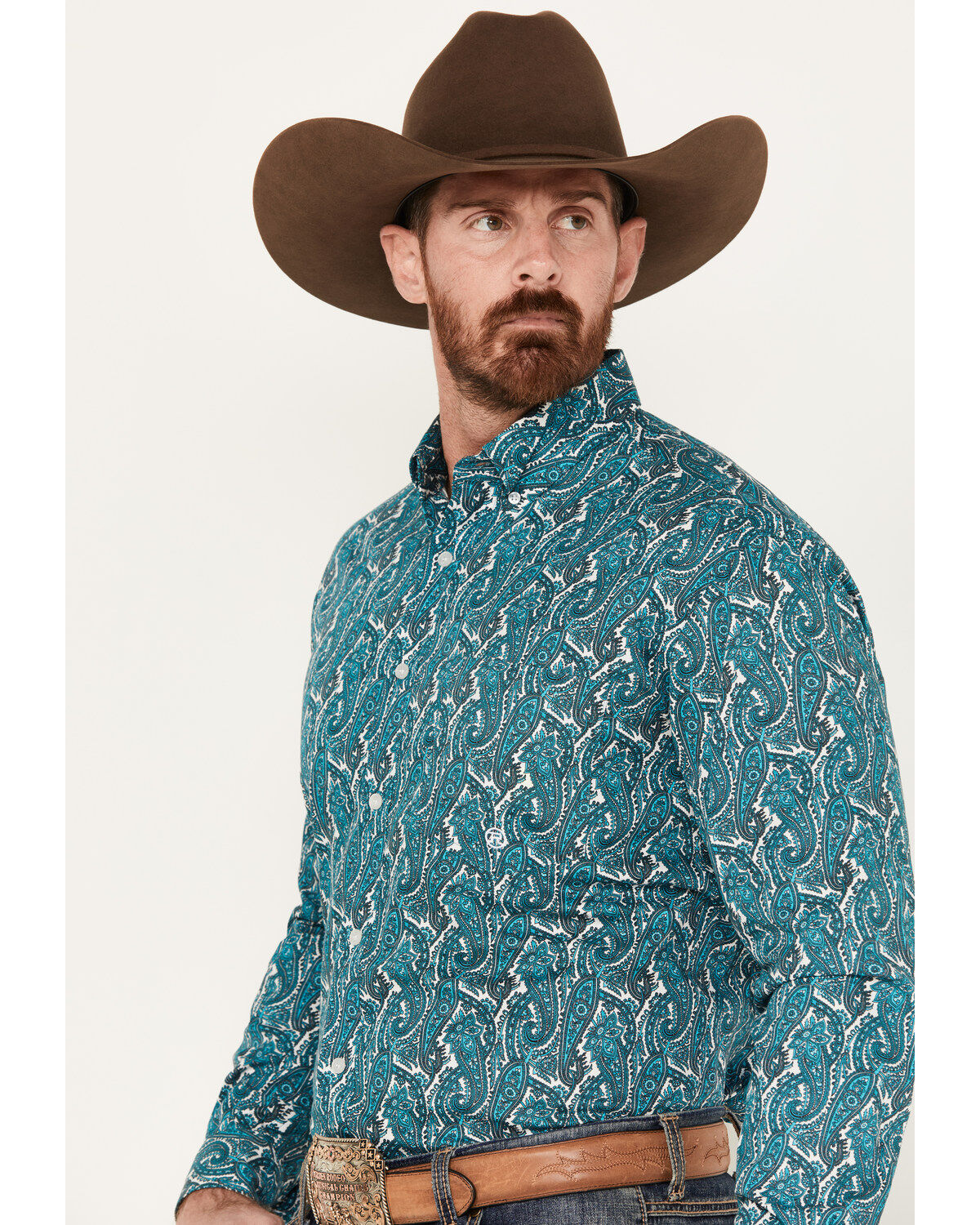 Roper Men's Amarillo Paisley Print Long Sleeve Button-Down Western Shirt