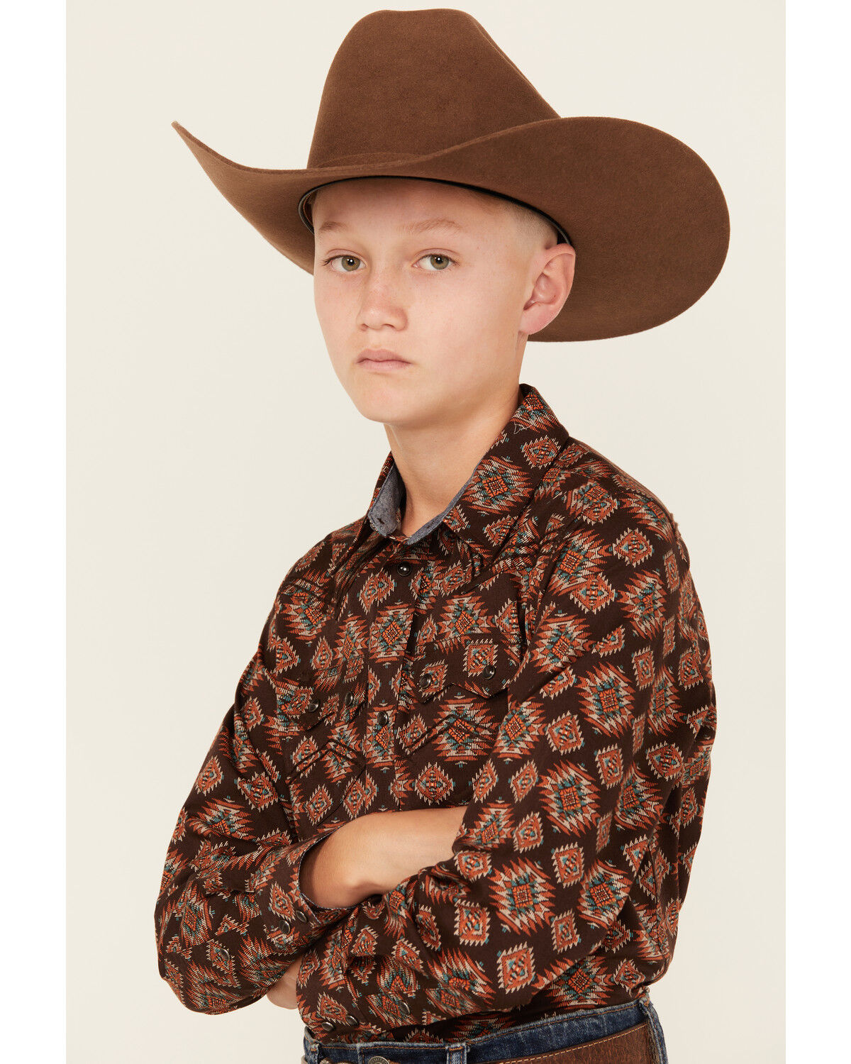 Cody James Boys' Bite The Bullet Southwestern Print Snap Western Shirt